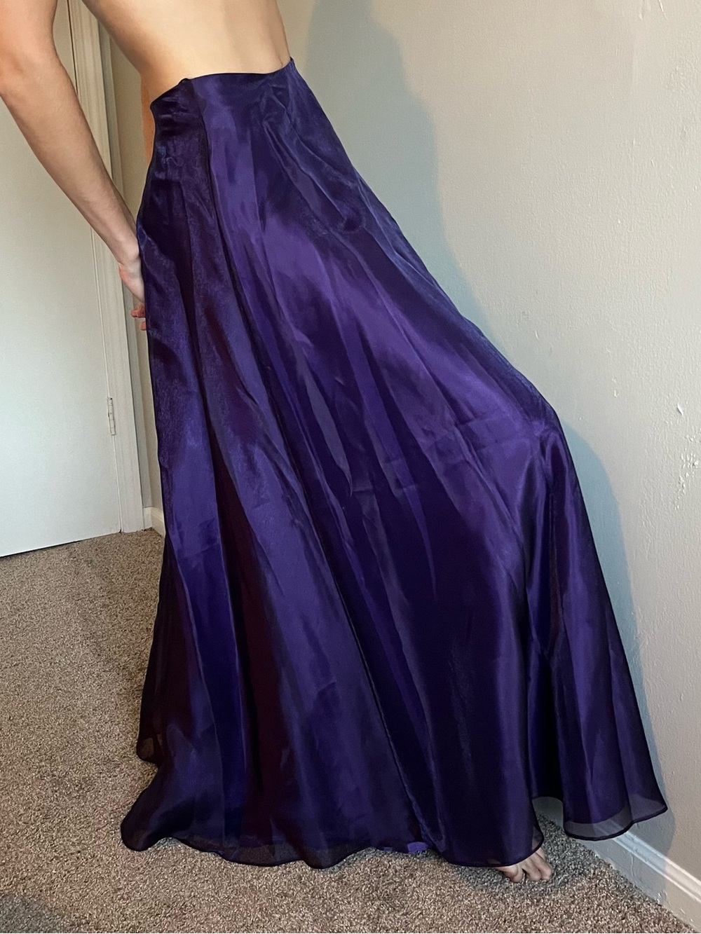 Deadstock NWT Scala Deep Purple Satin Maxi Skirt